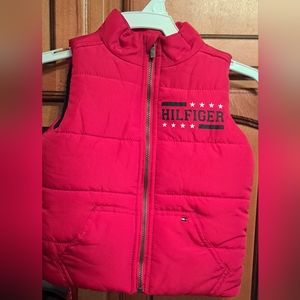 Tommy Hilfiger Youth 18 Mos Red Puffer Vest  Boys Or Girls Zip Front Ex. Cond.